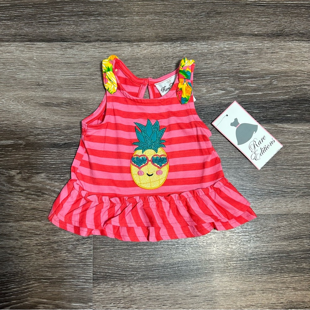 NWT Rare Editions Pineapple Stripe Tunic | 3-6M